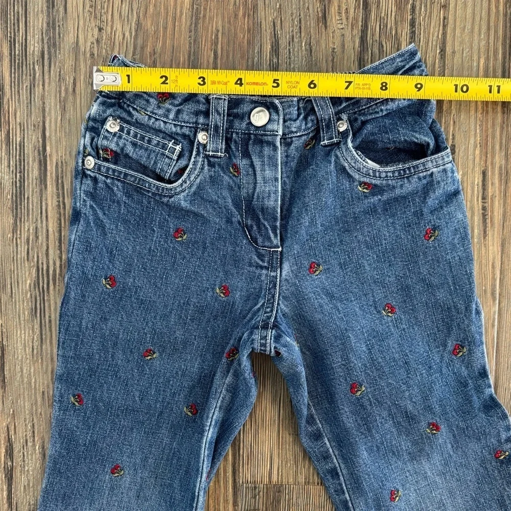 Vtg Y2K 2002 Gymboree Cherry-Embroidered Jeans Kids Size 4 Blue Denim